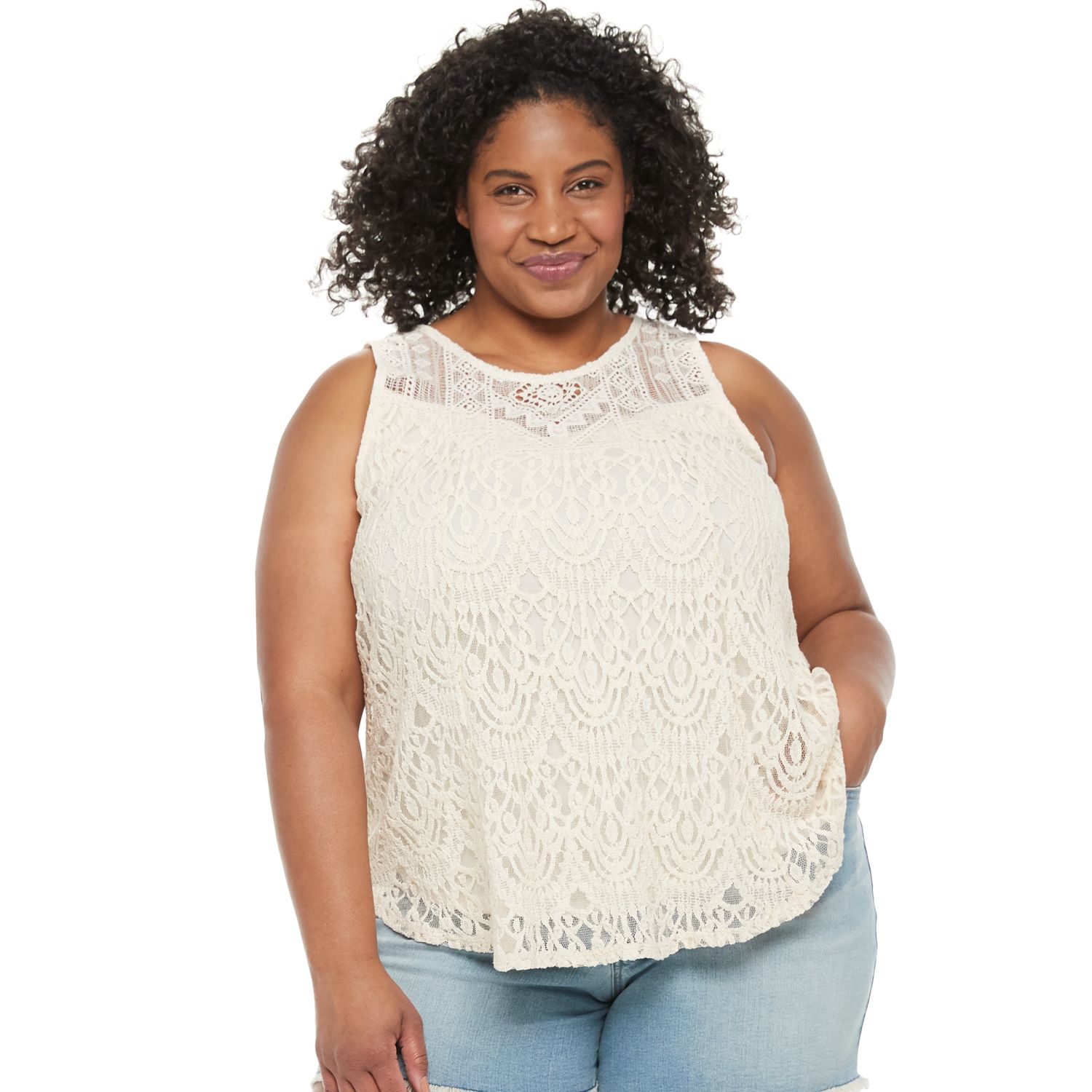Plus Size EVRI™ Crochet ☀ Lace Tank